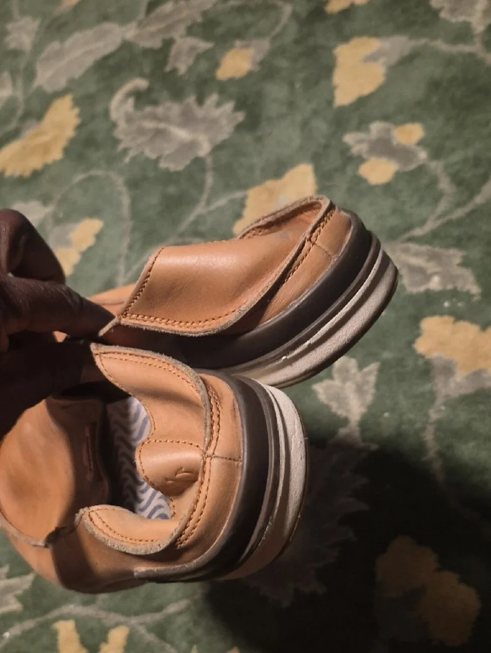 OluKai Men's Brown Leather Slip-On Loafers